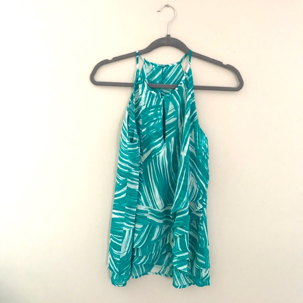 Banana Republic Factory Teal & White Tank Blouse